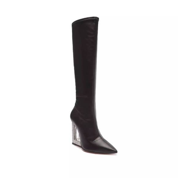 NEW SCHUTZ filipa pointed toe wedge boots in black - Picture 2 of 5